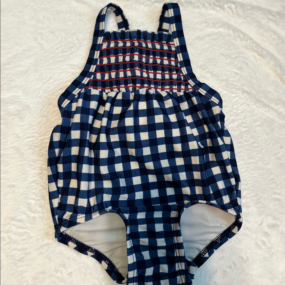 Baby Girl Swimsuit blue Plaid 12 months